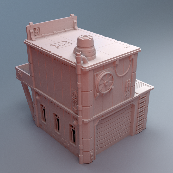 Corvus Games Terrain 3D printable Galactic Battles MidRim City Shop D Building for 28mm - 40mm scifi tabletop wargaming
