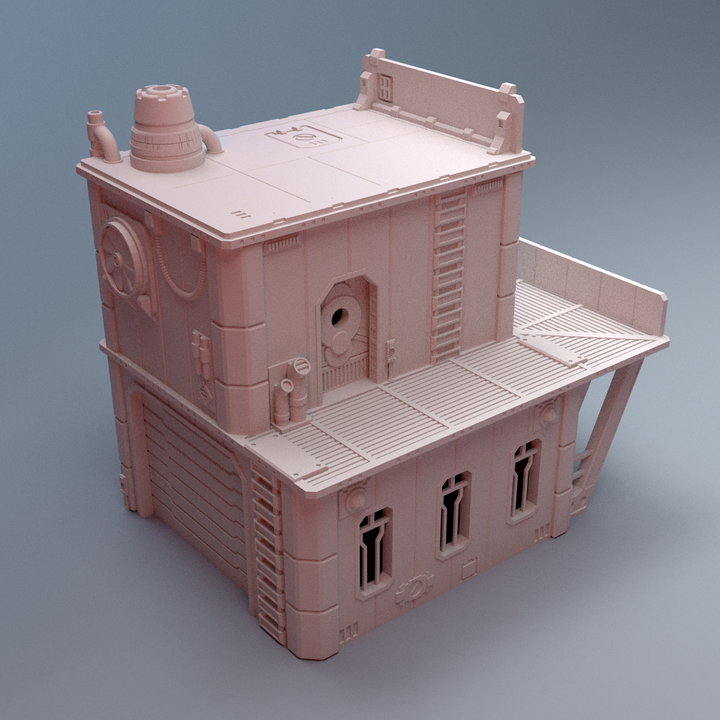 Corvus Games Terrain 3D printable Galactic Battles MidRim City Shop D Building for 28mm - 40mm scifi tabletop wargaming