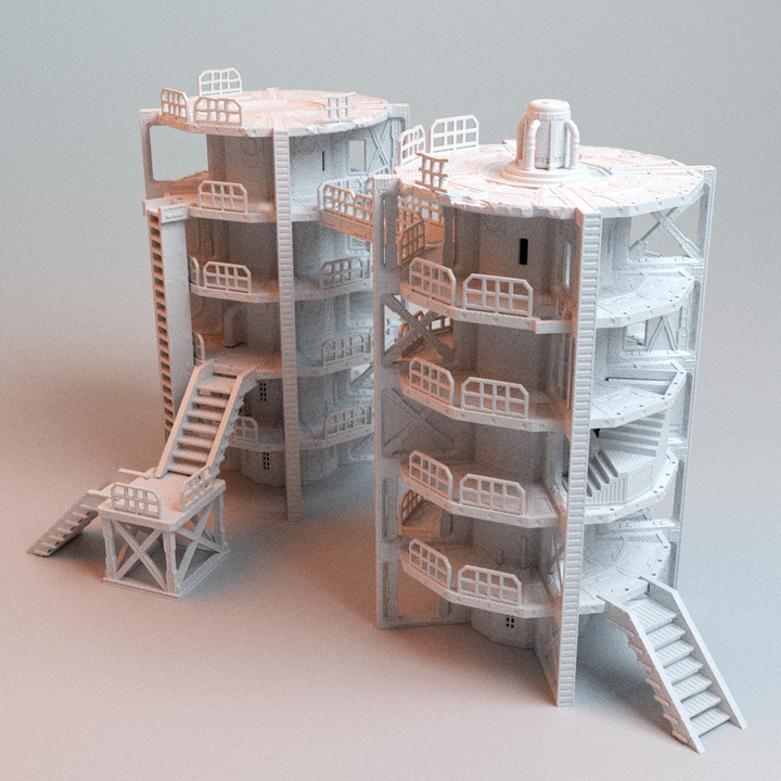 Corvus Games Terrain 3D printable Grimdark UnderNidus Hab Stack for 28mm - 32mm scifi tabletop wargaming