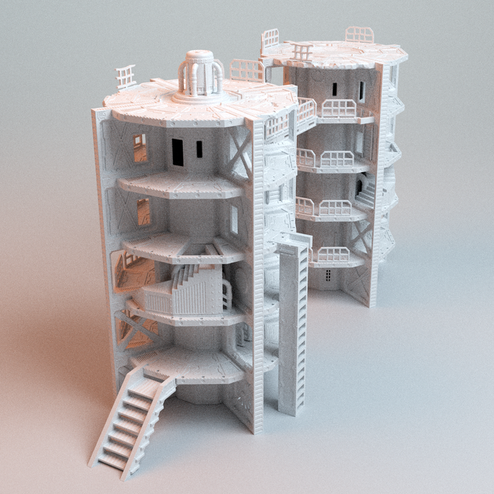 Corvus Games Terrain 3D printable Grimdark UnderNidus Hab Stack for 28mm - 32mm scifi tabletop wargaming