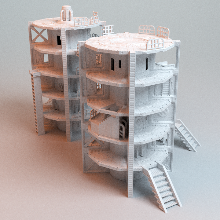 Corvus Games Terrain 3D printable Grimdark UnderNidus Hab Stack for 28mm - 32mm scifi tabletop wargaming