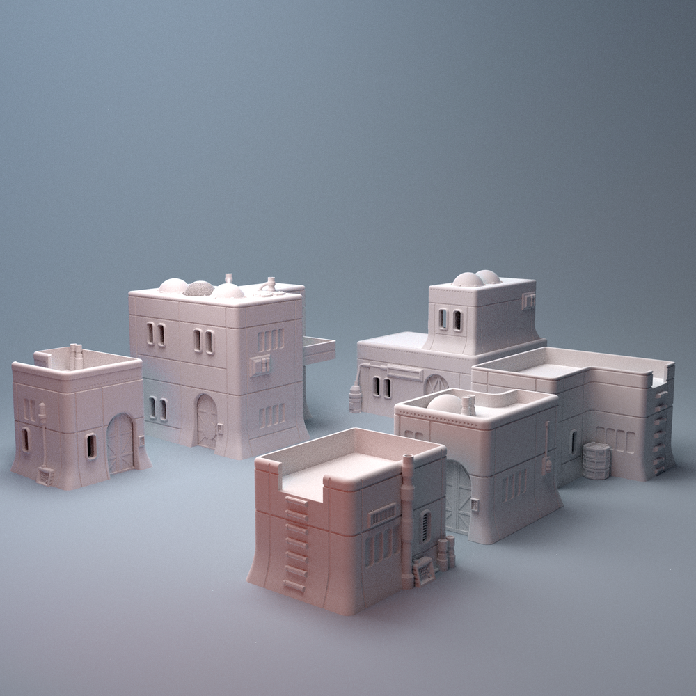 Corvus Games Terrain 3D printable Haarpan Plains Buildings Bundle for 28mm - 40mm scifi tabletop wargaming