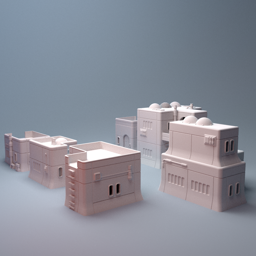 Corvus Games Terrain 3D printable Haarpan Plains Buildings Bundle for 28mm - 40mm scifi tabletop wargaming