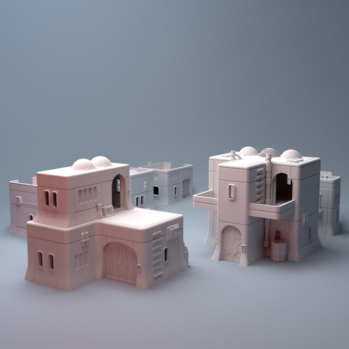 Corvus Games Terrain 3D printable Haarpan Plains Buildings Bundle for 28mm - 40mm scifi tabletop wargaming