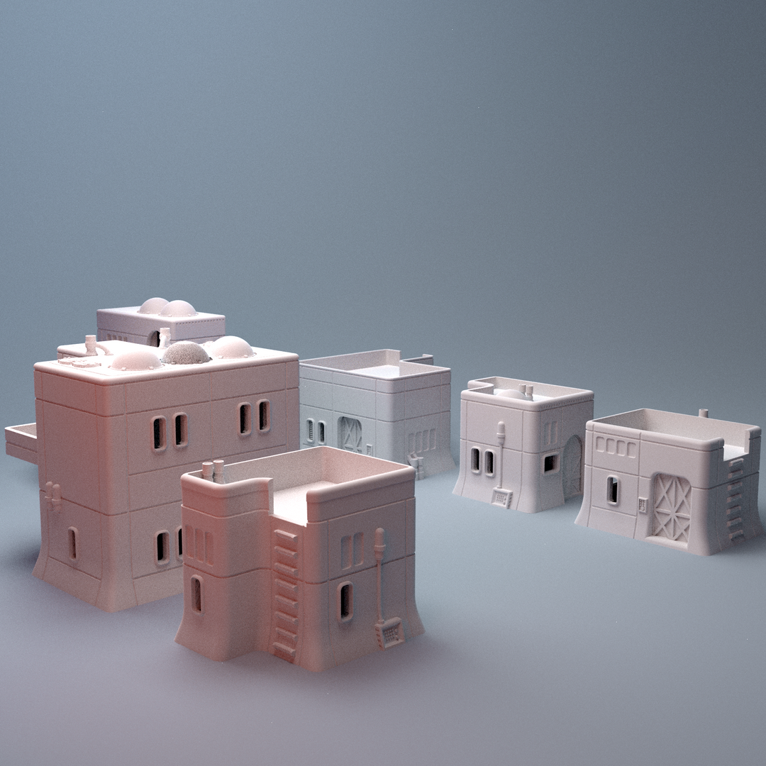 Corvus Games Terrain 3D printable Haarpan Plains Buildings Bundle for 28mm - 40mm scifi tabletop wargaming