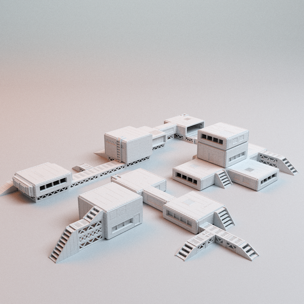 Corvus Games Terrain 3D printable Hopes Reach Core Set for 32mm - 35mm scifi grimdark tabletop wargaming