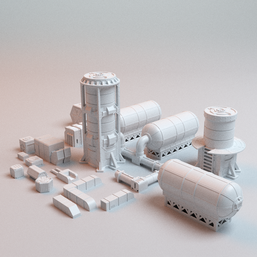 Corvus Games Terrain 3D printable Hopes Reach Scatter Pack for 32mm - 35mm scifi grimdark tabletop wargaming