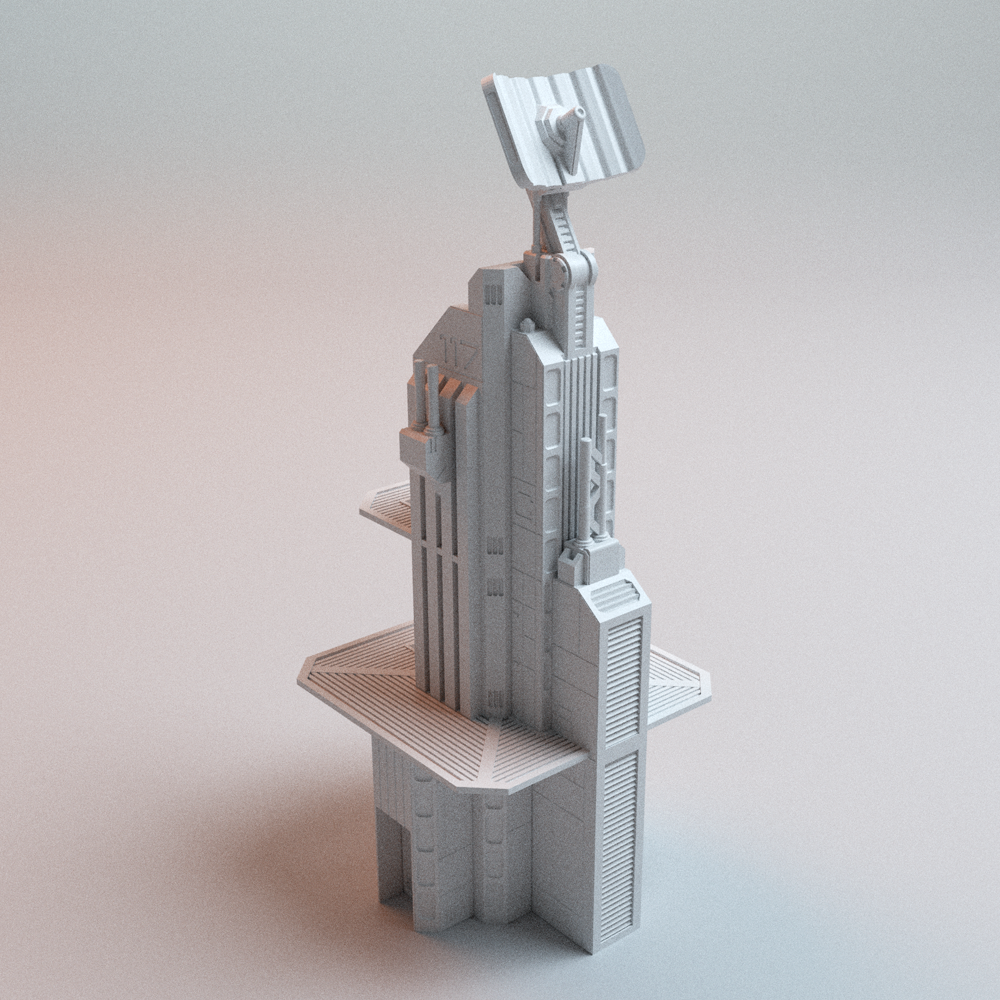 Corvus Games Terrain 3D printable Hopes Reach comms Tower for 32mm - 35mm scifi grimdark tabletop wargaming
