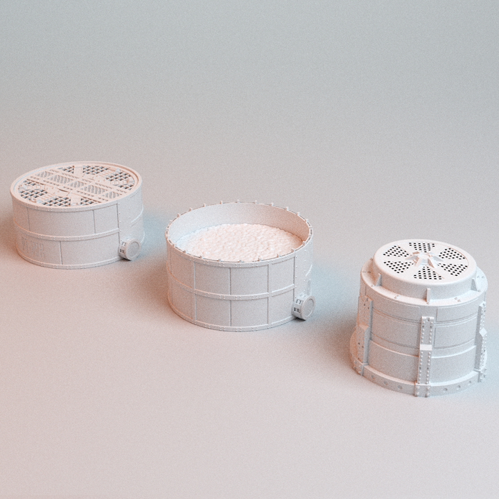 Corvus Games Terrain 3D printable Large Chemical Tanks for 28mm - 32mm scifi grimdark tabletop wargaming