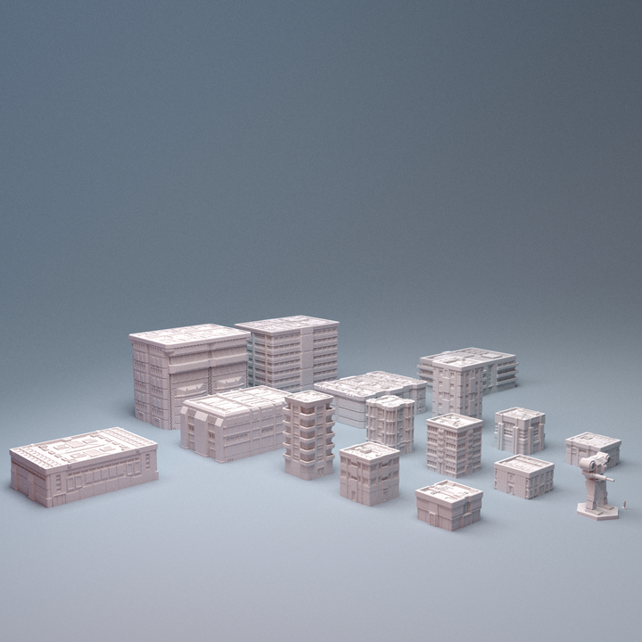 Corvus Games Terrain 3D printable Mecha City One Alpha Strike Buildings for 6mm scifi tabletop wargaming