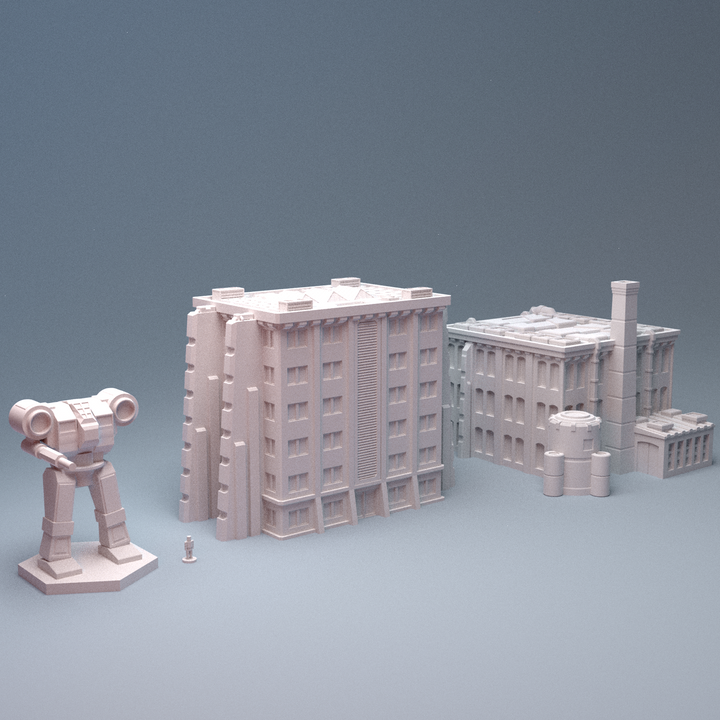 Corvus Games Terrain 3D printable Mecha City One Buildings for 6mm scifi tabletop wargaming Building