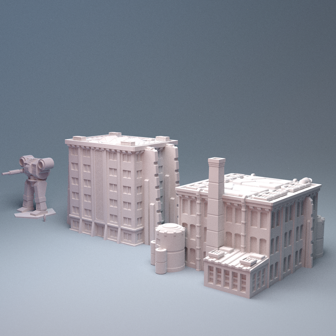 Corvus Games Terrain 3D printable Mecha City One Buildings for 6mm scifi tabletop wargaming Building