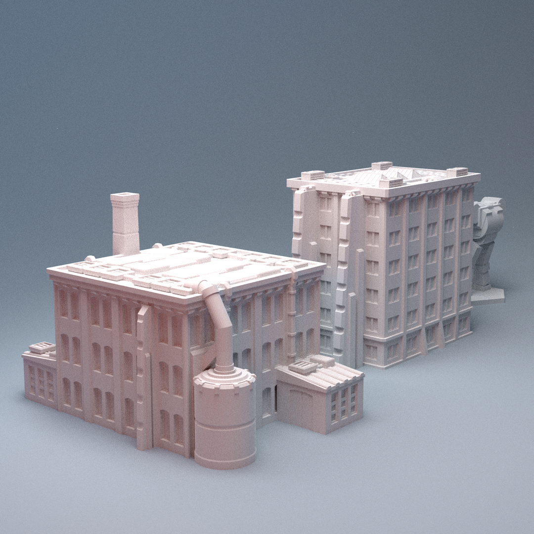 Corvus Games Terrain 3D printable Mecha City One Buildings for 6mm scifi tabletop wargaming Building