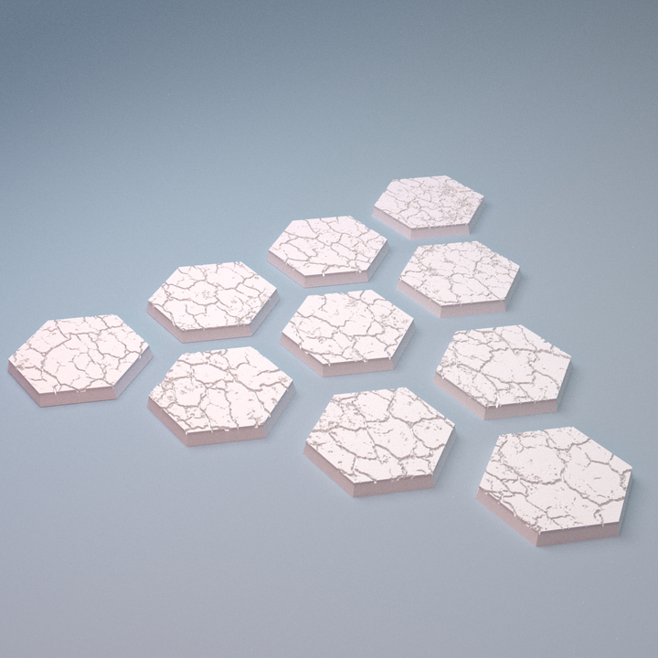 Corvus Games Terrain 3D printable Mecha City One Urban Concrete Hex Bases for 6mm scifi tabletop wargaming
