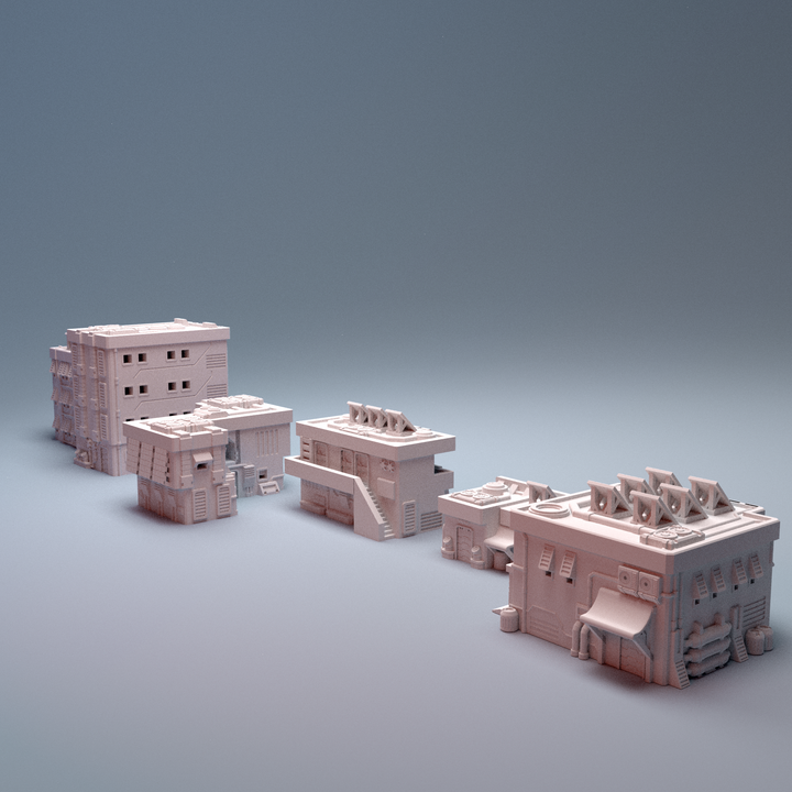 Corvus Games Terrain 3D printable Mecha City Wantrell Desert Buildings for 6mm scifi tabletop wargaming Building