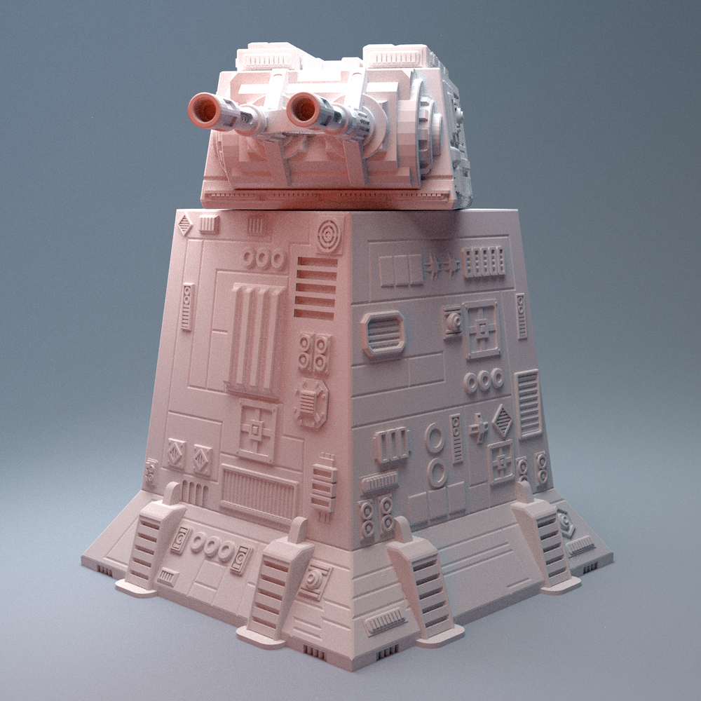 Corvus Games Terrain 3D printable MidRim City Turbolaser Defence Tower for 28mm - 34mm scifi tabletop wargaming