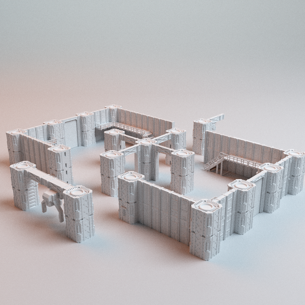 Corvus Games Terrain 3D printable Modular Factory Warehouse for 28mm - 32mm scale grimdark scifi tabletop wargaming