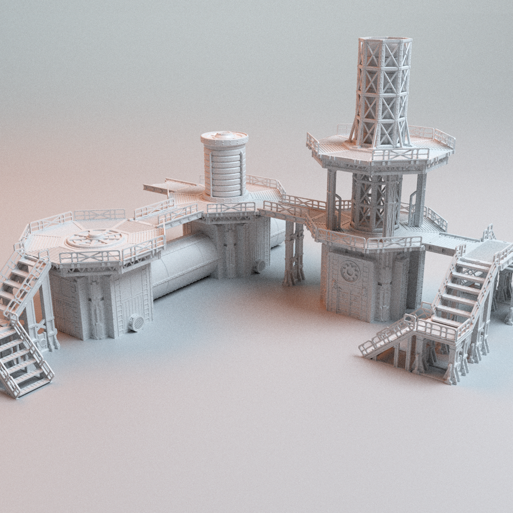 Corvus Games Terrain 3D printable Modular UnderNidus Grimdark Refinery for 28mm - 32mm scale grimdark scifi tabletop wargaming