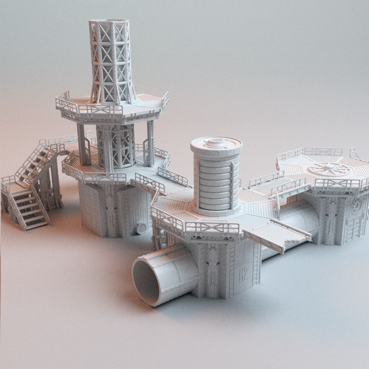 Corvus Games Terrain 3D printable Modular UnderNidus Grimdark Refinery for 28mm - 32mm scale grimdark scifi tabletop wargaming