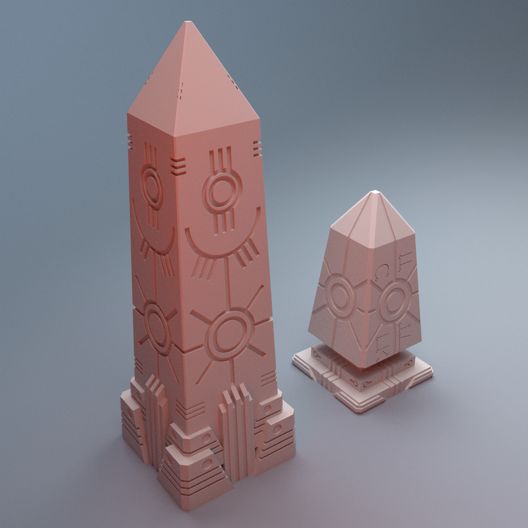Corvus Games Terrain 3D printable NekroWorld Obelisks terrain for 28mm - 40mm grimdark scifi tabletop wargaming