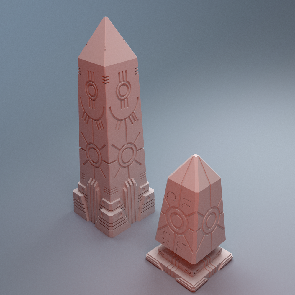 Corvus Games Terrain 3D printable NekroWorld Obelisks terrain for 28mm - 40mm grimdark scifi tabletop wargaming