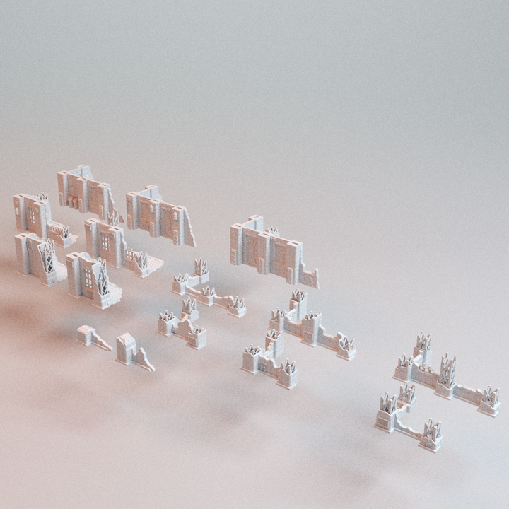 Corvus Games Terrain 3D printable Omni Present Ruins for 28mm - 32mm scifi fantasy trench wars tabletop wargaming
