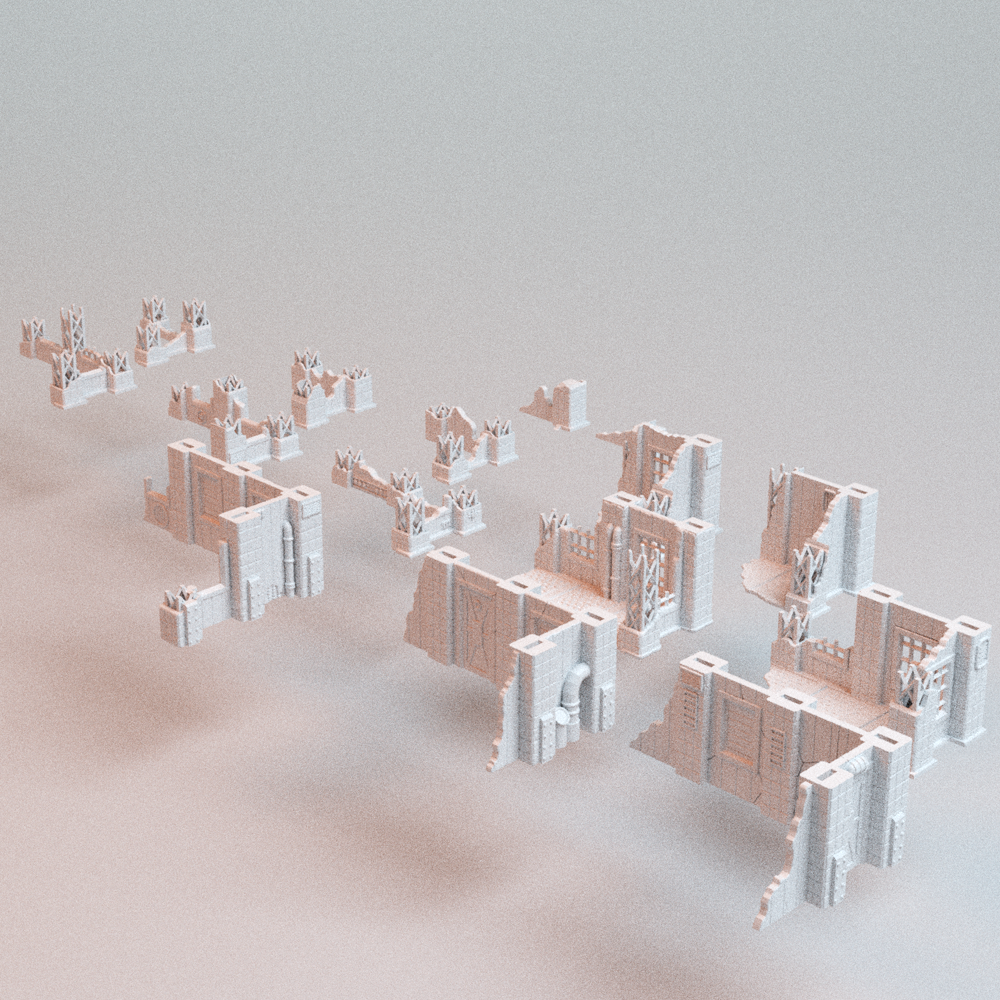 Corvus Games Terrain 3D printable Omni Present Ruins for 28mm - 32mm scifi fantasy trench wars tabletop wargaming