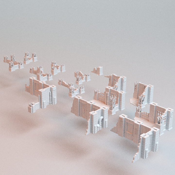 Corvus Games Terrain 3D printable Omni Present Ruins for 28mm - 32mm scifi fantasy trench wars tabletop wargaming