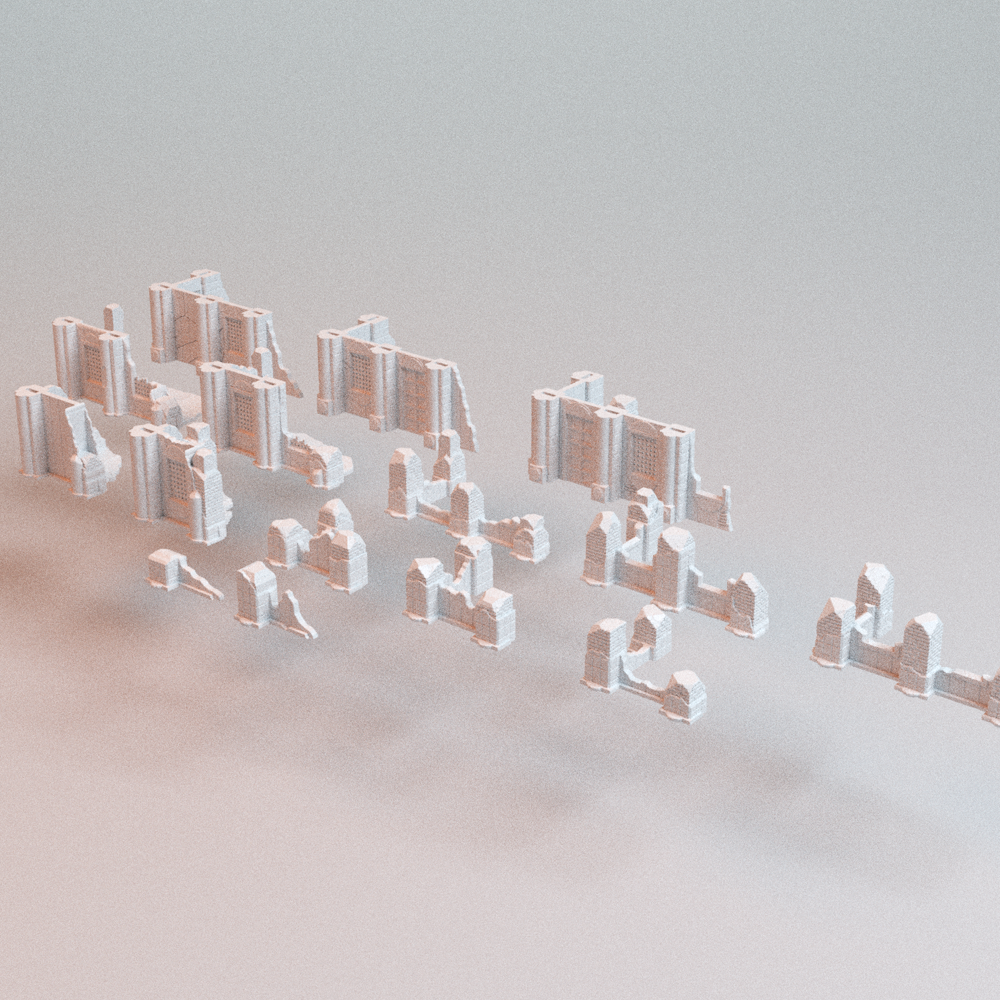 Corvus Games Terrain 3D printable Omni Present Ruins for 28mm - 32mm scifi fantasy trench wars tabletop wargaming