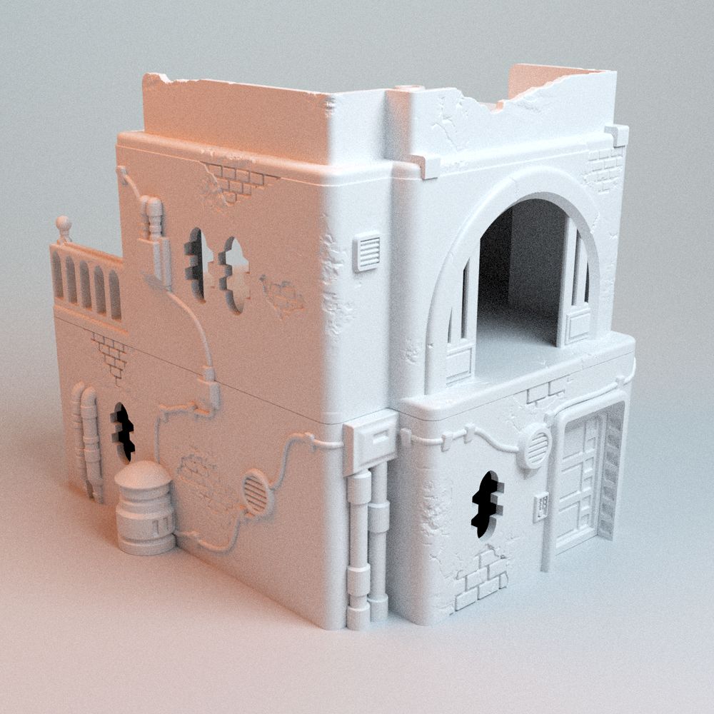 Corvus Games Terrain 3D printable Pilgrim City House D for 28mm - 35mm galactic battles and scifi tabletop wargaming