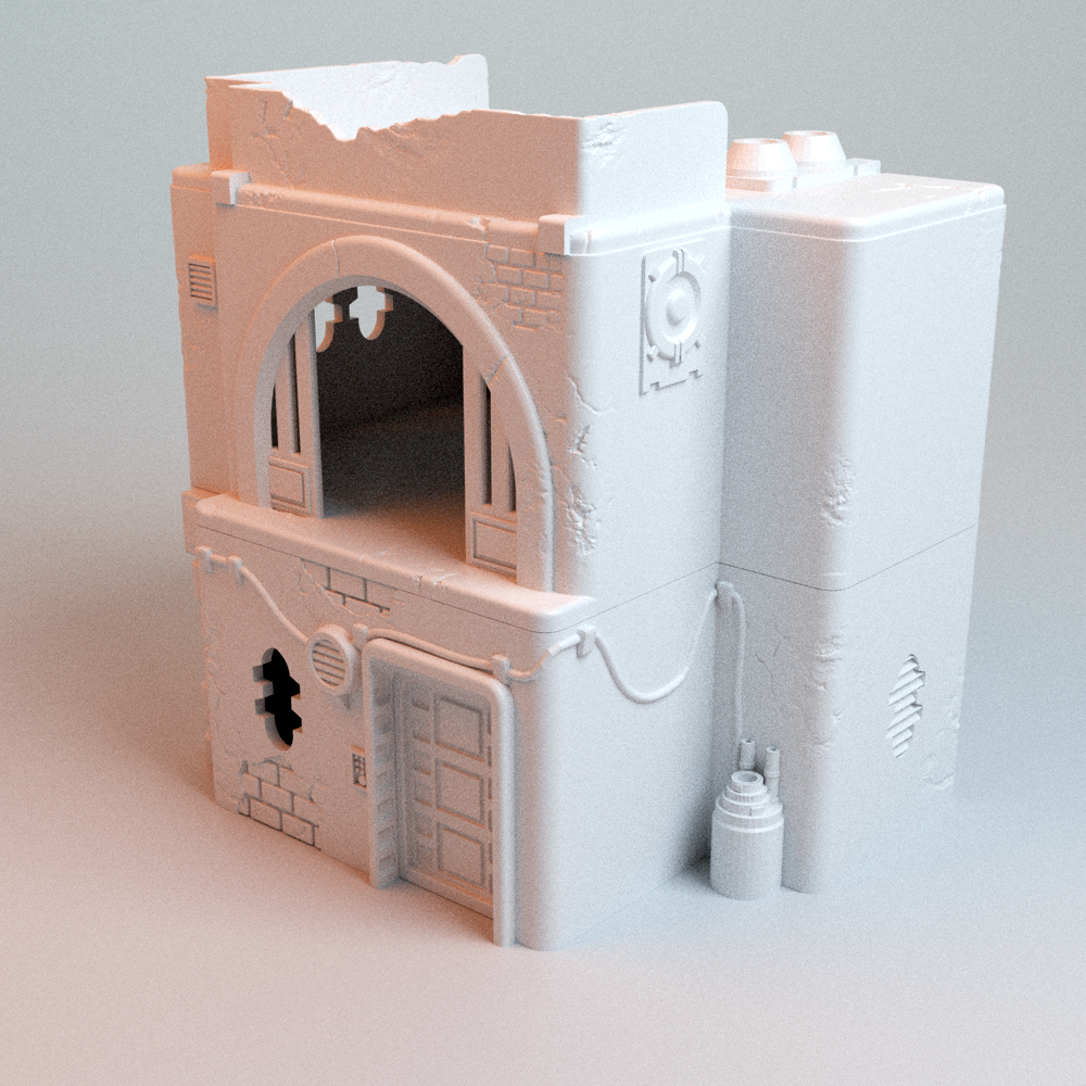 Corvus Games Terrain 3D printable Pilgrim City House D for 28mm - 35mm galactic battles and scifi tabletop wargaming