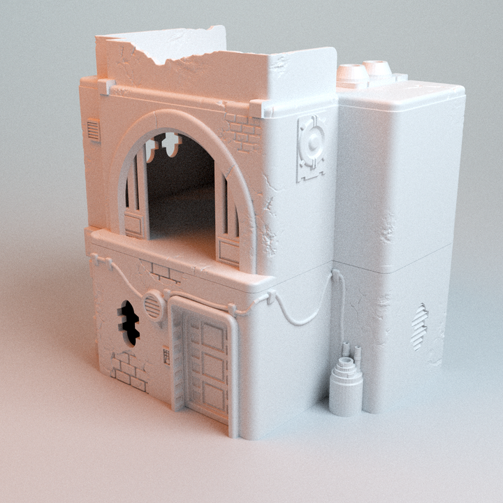 Corvus Games Terrain 3D printable Pilgrim City House D for 28mm - 35mm galactic battles and scifi tabletop wargaming