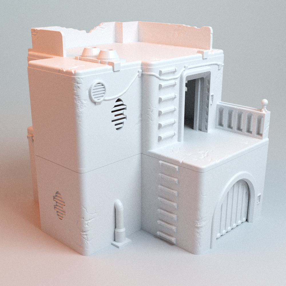 Corvus Games Terrain 3D printable Pilgrim City House D for 28mm - 35mm galactic battles and scifi tabletop wargaming