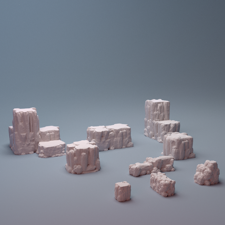 Corvus Games Terrain 3D printable Rock Cubes for 28mm - 40mm scifi tabletop wargaming1