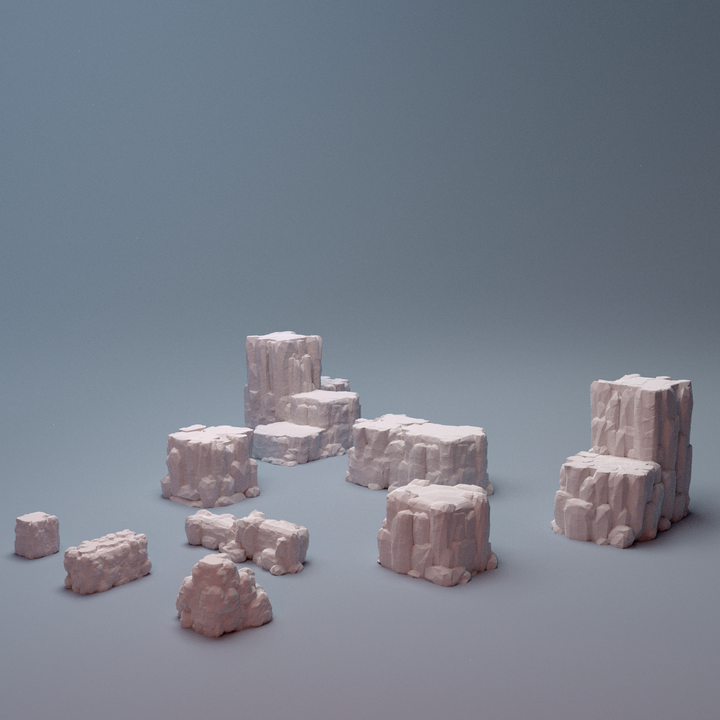 Corvus Games Terrain 3D printable Rock Cubes for 28mm - 40mm scifi tabletop wargaming1