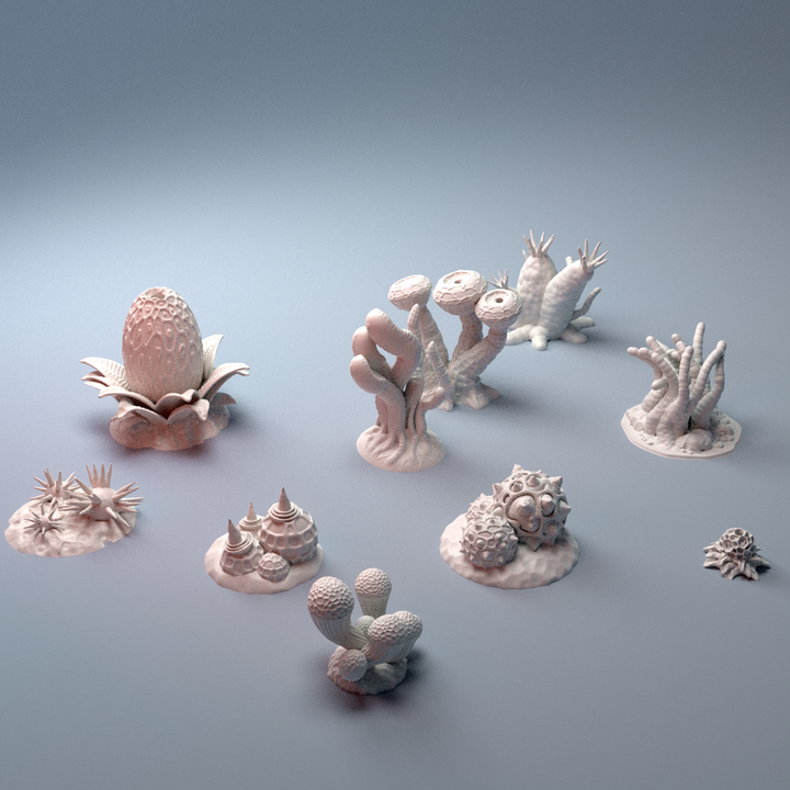 Corvus Games Terrain 3D printable Scifi Alien Plants for 28mm - 40mm scifi tabletop wargaming