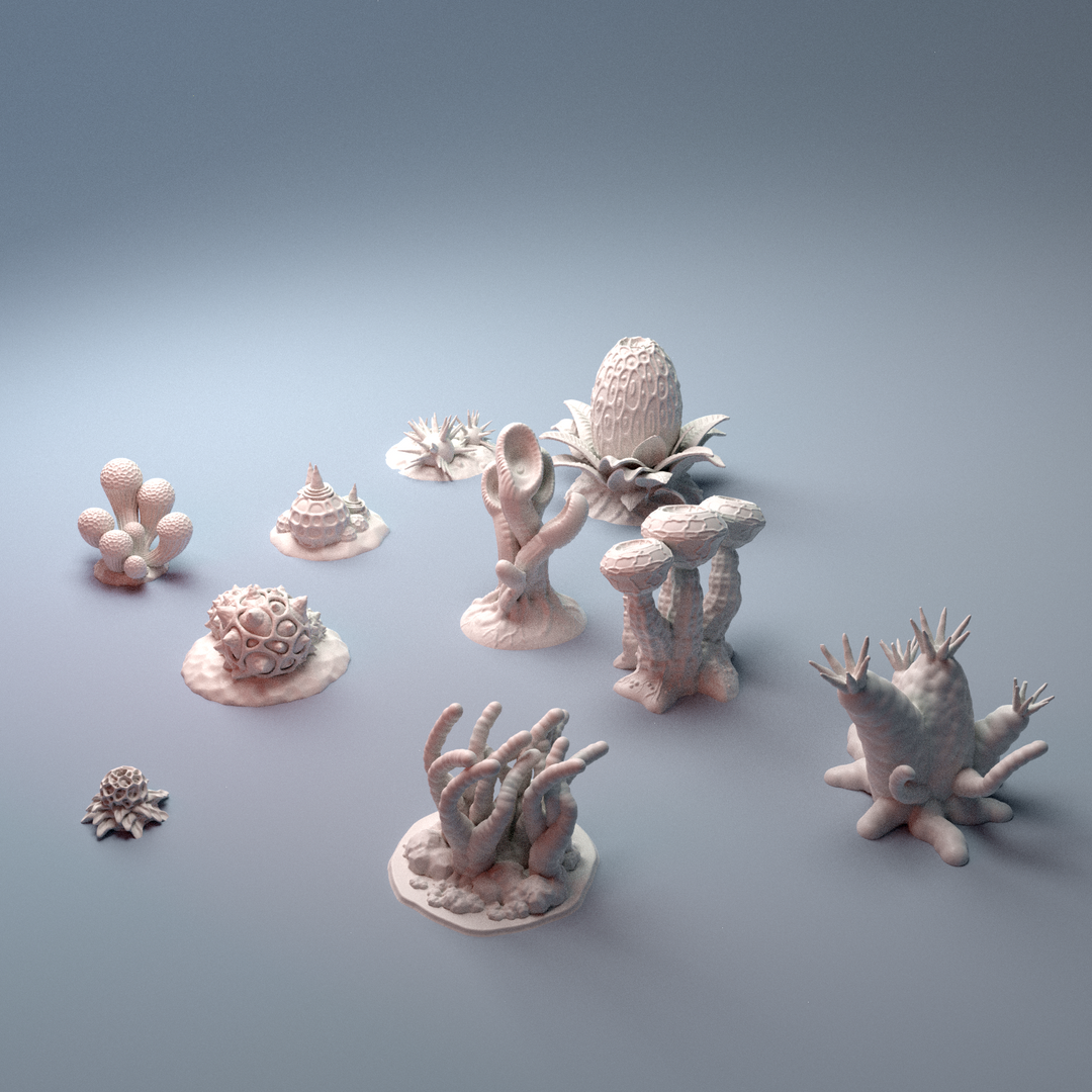 Corvus Games Terrain 3D printable Scifi Alien Plants for 28mm - 40mm scifi tabletop wargaming