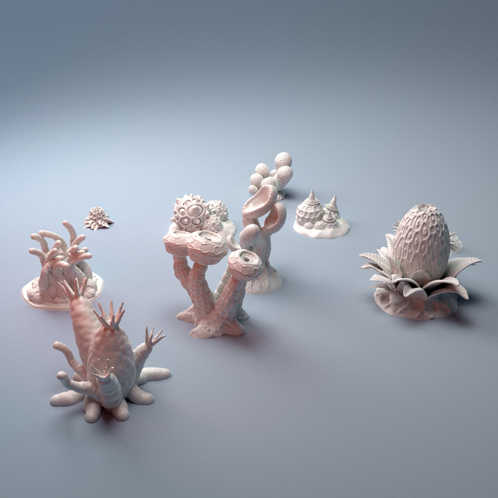 Corvus Games Terrain 3D printable Scifi Alien Plants for 28mm - 40mm scifi tabletop wargaming