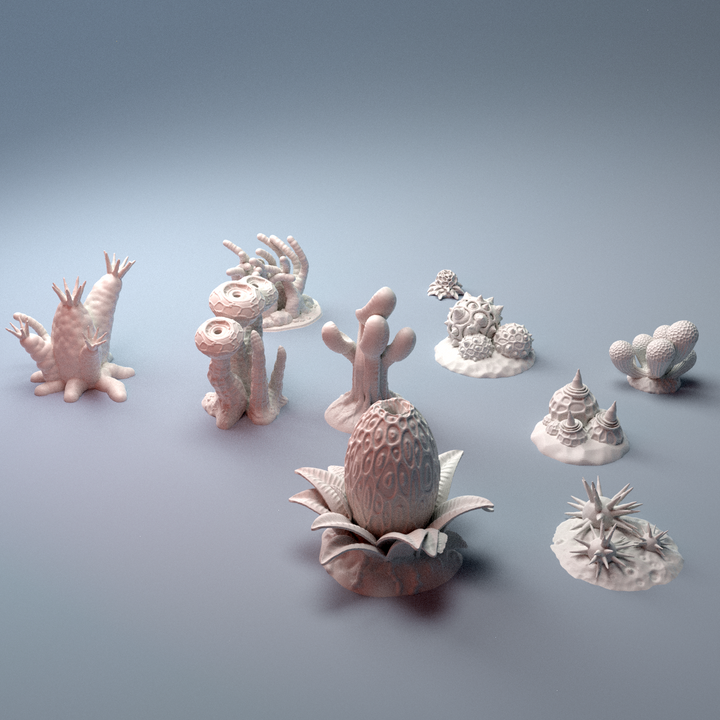Corvus Games Terrain 3D printable Scifi Alien Plants for 28mm - 40mm scifi tabletop wargaming