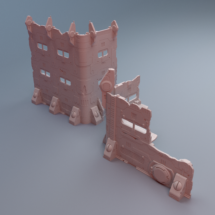 Corvus Games Terrain 3D printable Stratum Commonwealth WTC tournament ruined terrain for 28mm - 40mm scifi grimdark tabletop wargaming