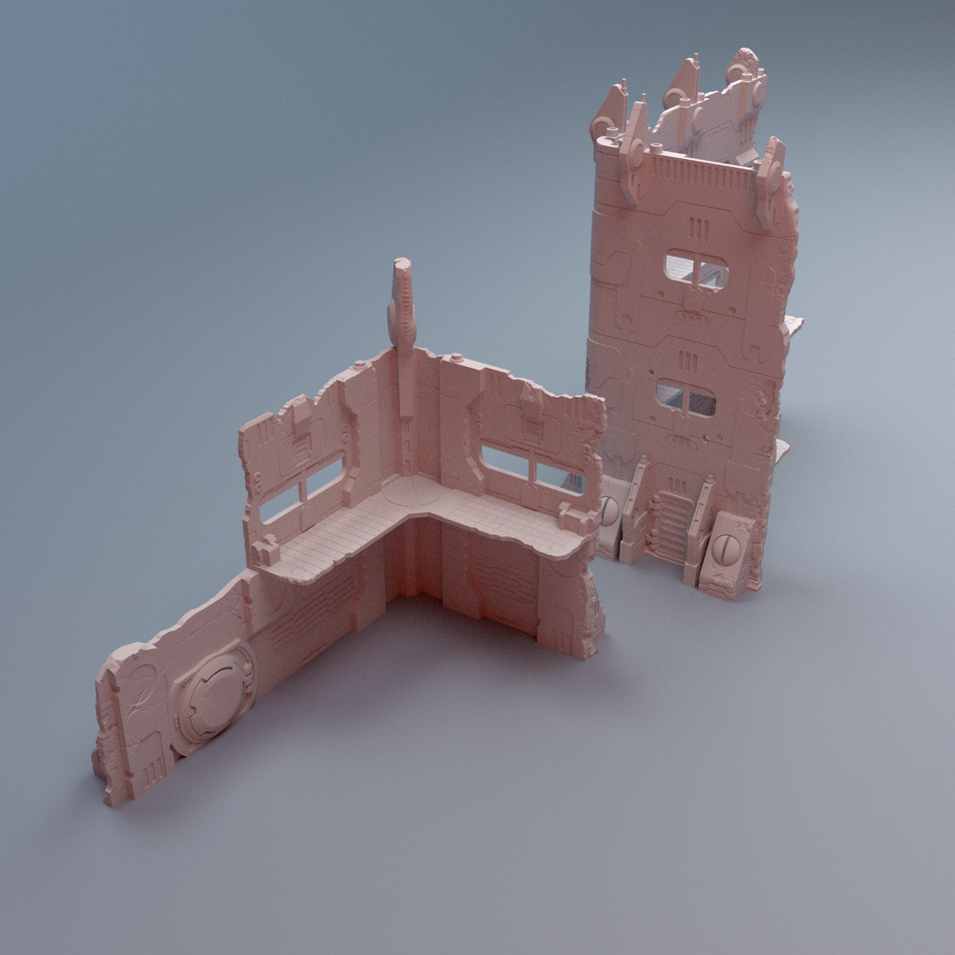 Corvus Games Terrain 3D printable Stratum Commonwealth WTC tournament ruined terrain for 28mm - 40mm scifi grimdark tabletop wargaming