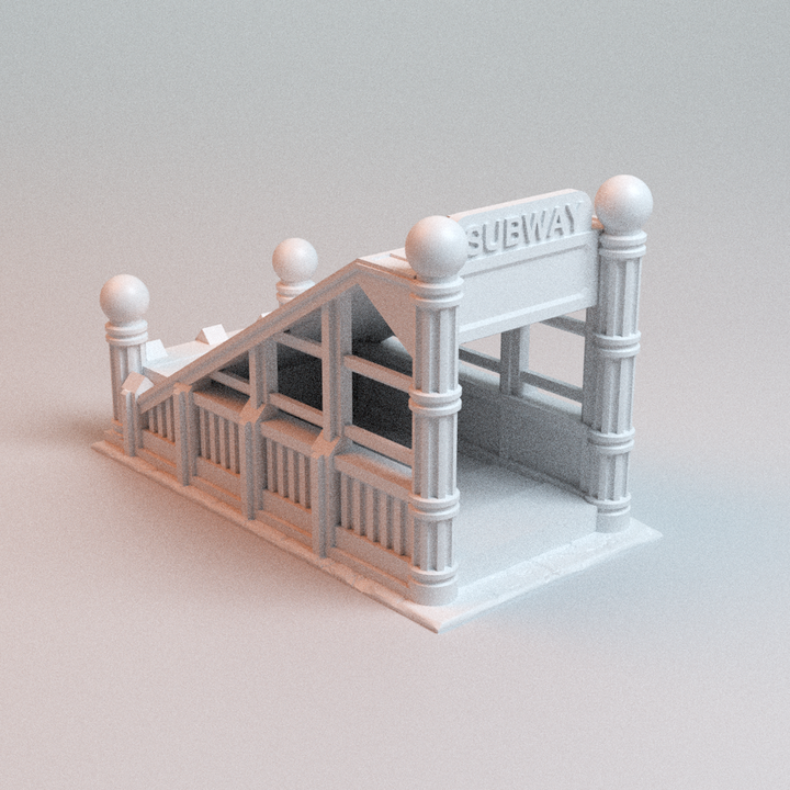 Corvus Games Terrain 3D printable Subway Entrance for 32mm - 40mm super heroic scifi tabletop wargaming