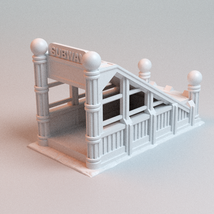 Corvus Games Terrain 3D printable Subway Entrance for 32mm - 40mm super heroic scifi tabletop wargaming