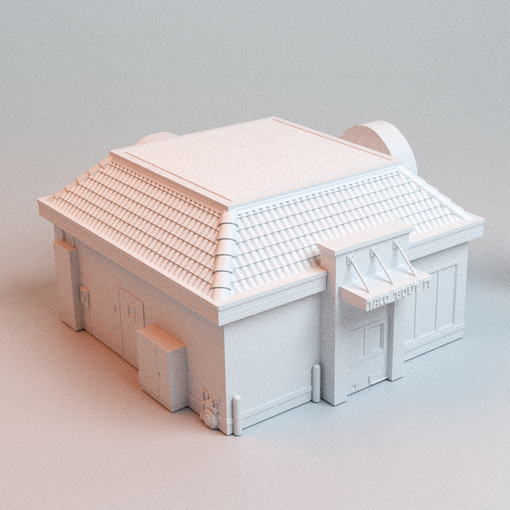 Corvus Games Terrain 3D printable Taco Boutit Restaurant for 32mm - 40mm super heroic scifi tabletop wargaming
