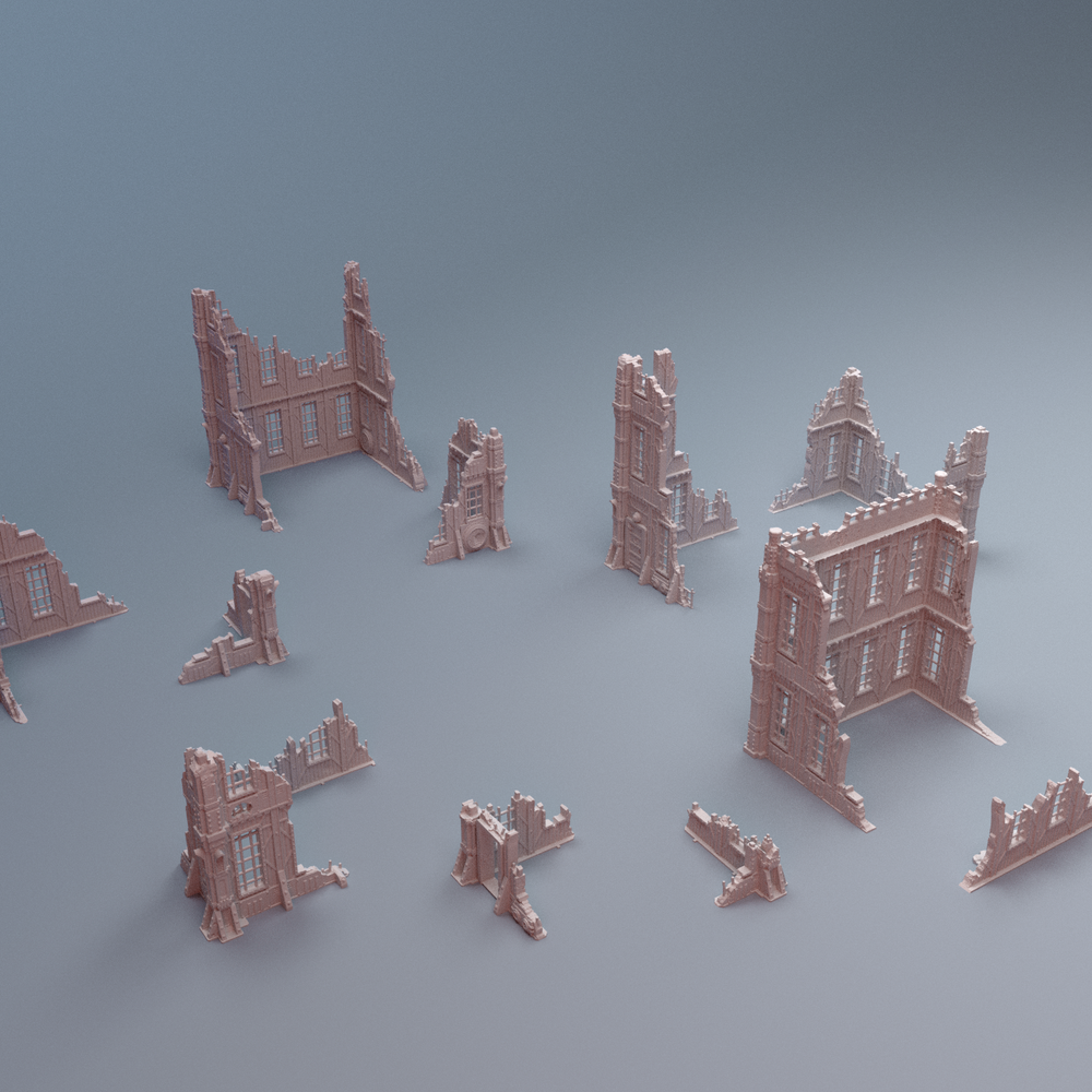 Corvus Games Terrain 3D printable TertiusB Ruins terrain for 28mm - 40mm grimdark scifi tabletop wargaming