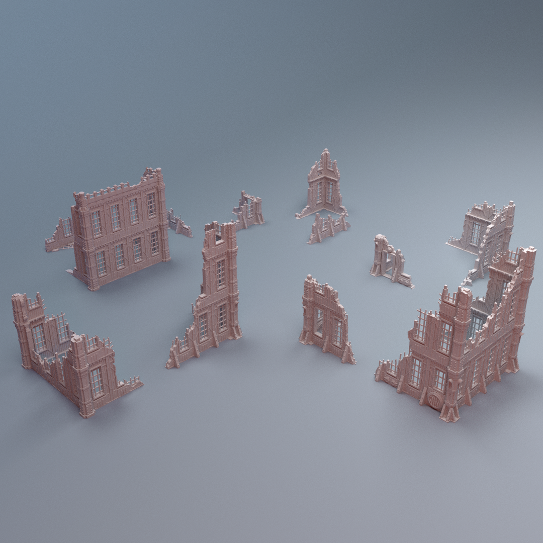Corvus Games Terrain 3D printable TertiusB Ruins terrain for 28mm - 40mm grimdark scifi tabletop wargaming