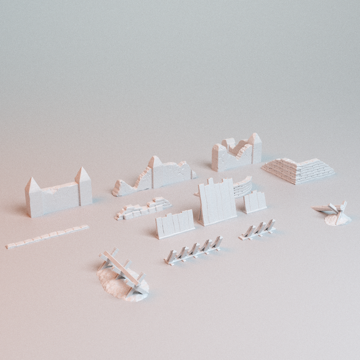 Corvus Games Terrain 3D printable Trench Shrines and Barriers for 28mm - 32mm scifi fantasy trench wars tabletop wargaming