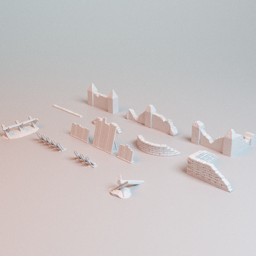 Corvus Games Terrain 3D printable Trench Shrines and Barriers for 28mm - 32mm scifi fantasy trench wars tabletop wargaming