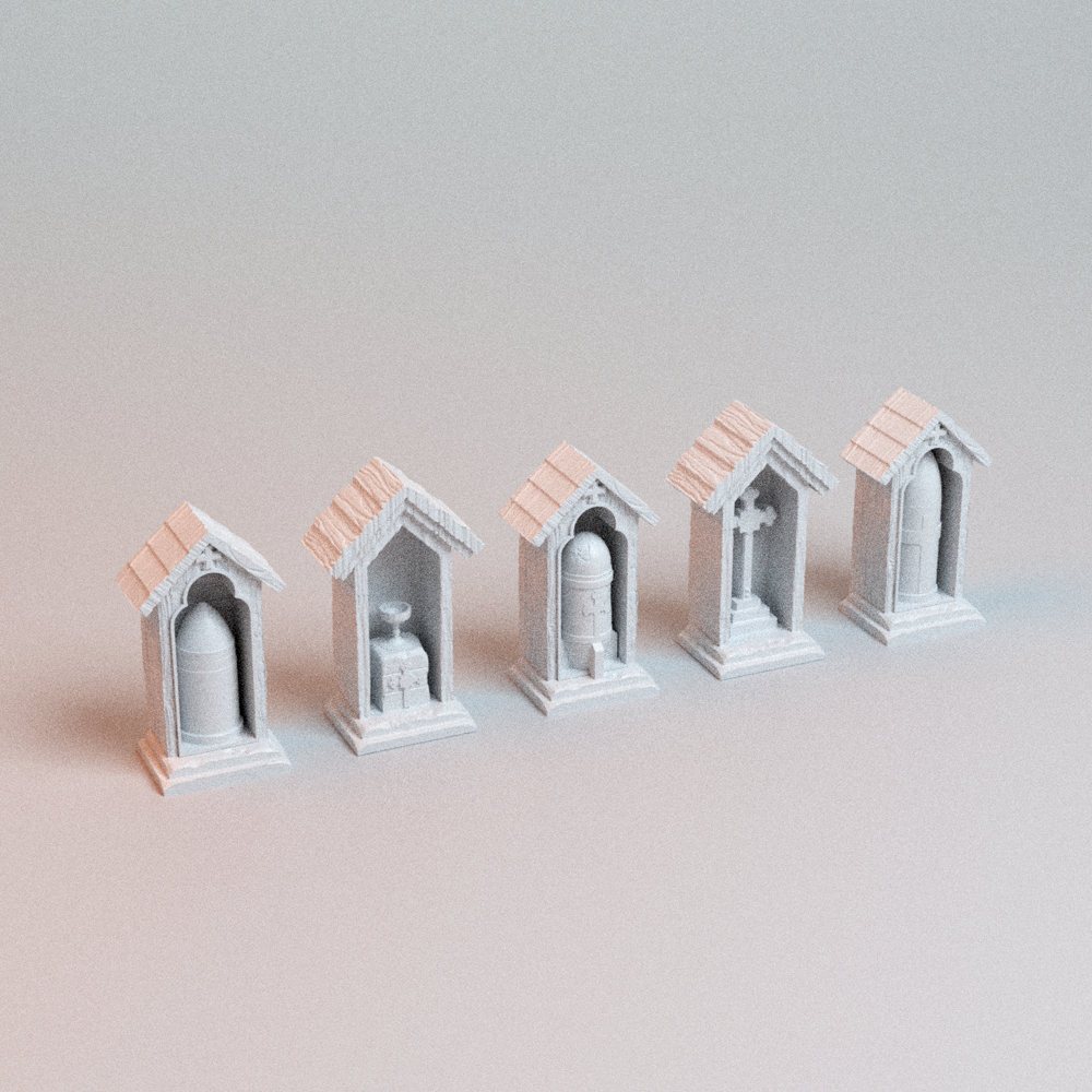Corvus Games Terrain 3D printable Trench Shrines and Barriers for 28mm - 32mm scifi fantasy trench wars tabletop wargaming