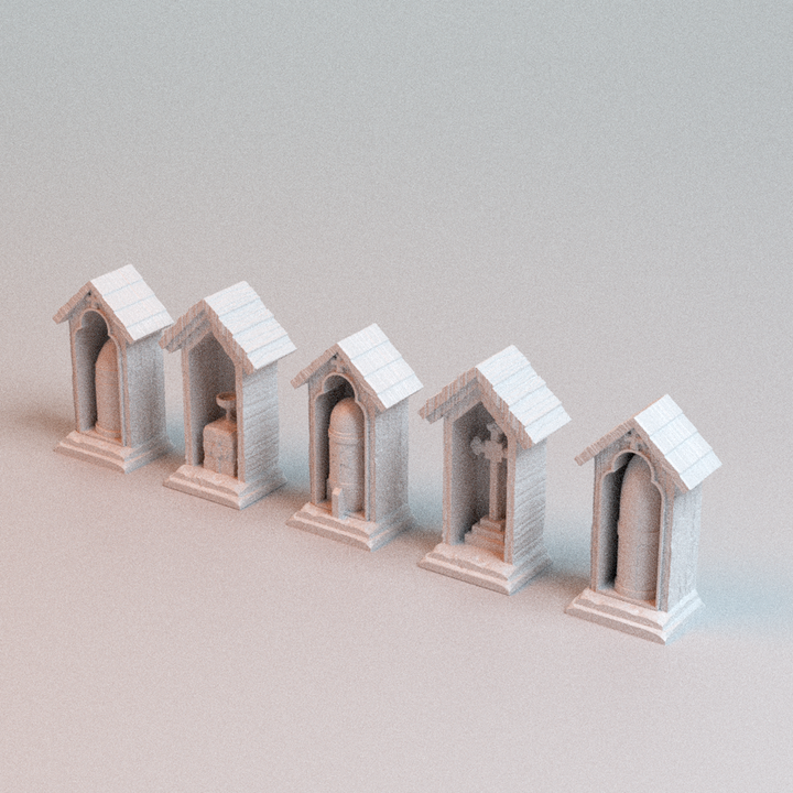 Corvus Games Terrain 3D printable Trench Shrines and Barriers for 28mm - 32mm scifi fantasy trench wars tabletop wargaming